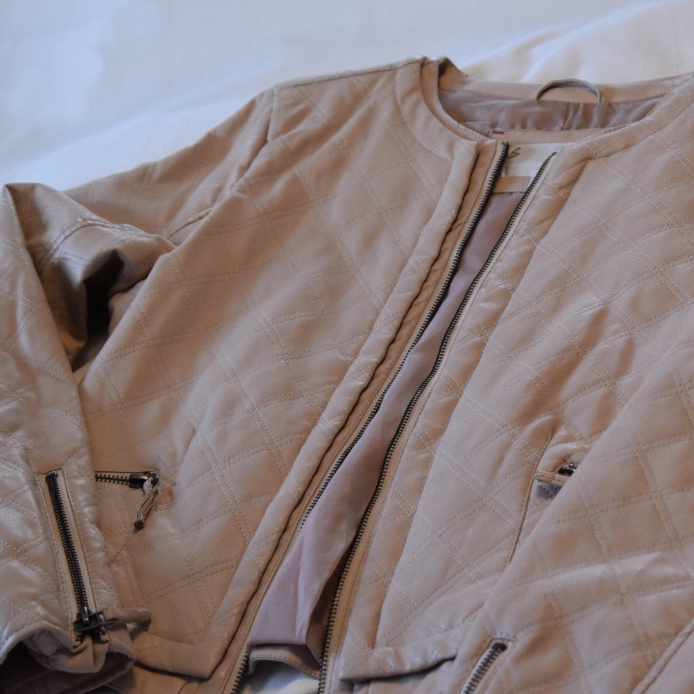 Pink Faux Leather Jacket